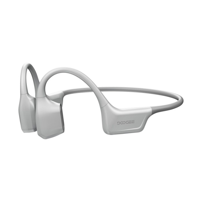 Jasnoszare słuchawki DOOGEE BoneAir Swim IP68 do pływania