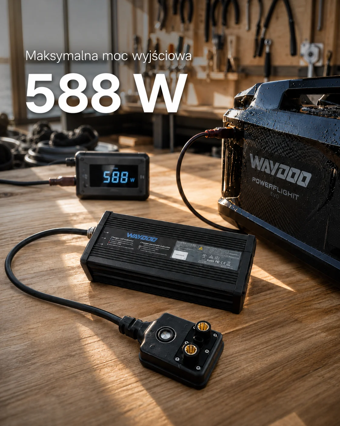Ładowarka Waydoo EVO z maksymalną mocą wyjściową 588 W