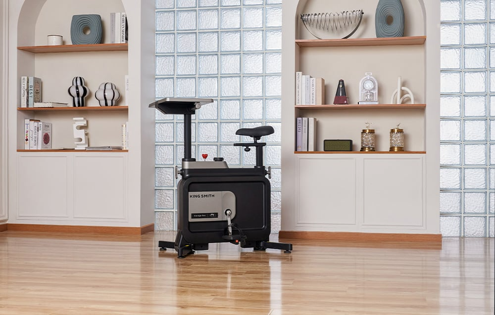 Rower treningowy KINGSMITH EBW18 W1B stojący w domowym salonie
