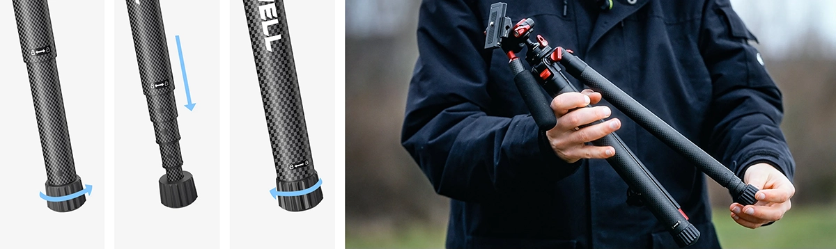 Ultralekki statyw z włókna węglowego FREEWELL Real Travel Tripod 0.9kg