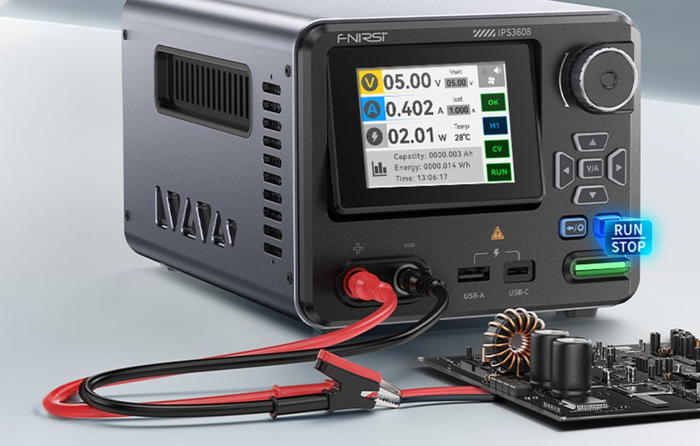 Zasilacz FNIRSI IPS3608 zasilający i testujący płytkę PCB