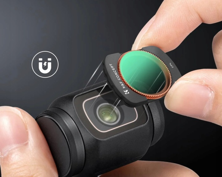Magnetyczny montaż filtra CPL K&F Concept na DJI Osmo Pocket 3