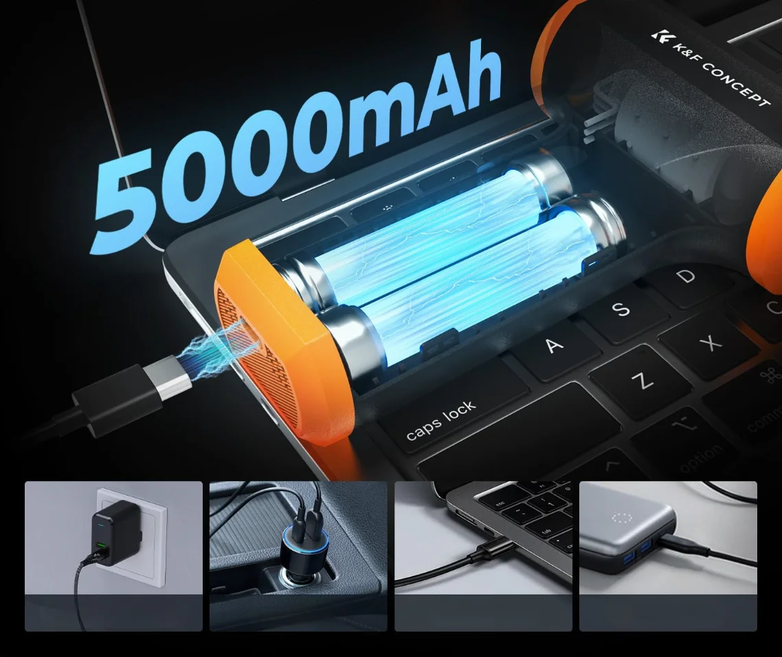 Bezprzewodowa dmuchawa K&F Concept 5000 mAh ładowana przez USB-C