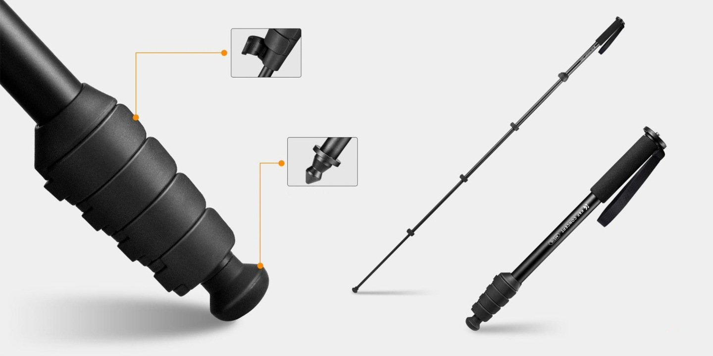 Gumowa stopka i metalowy kolec monopodu K&F Concept MS16