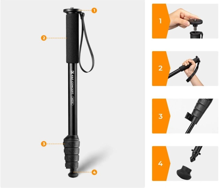 Blokady Flip Lock w monopodzie K&F Concept 160 cm