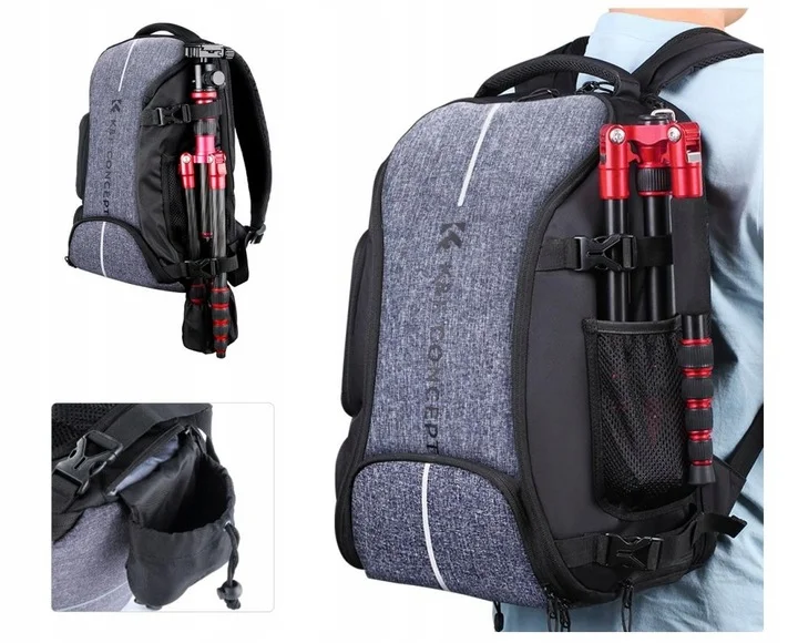 Plecak K&F Concept 25L z uchwytem na statyw i pokrowcem przeciwdeszczowym