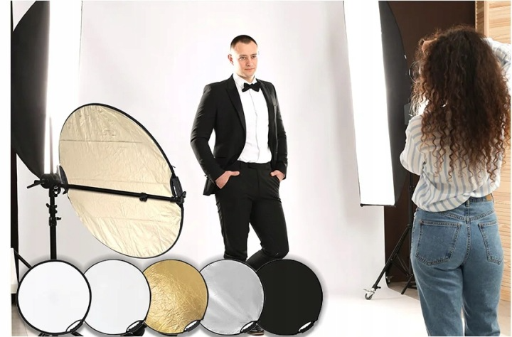 Złota i srebrna powierzchnia blendy K&F Concept KF18.0004