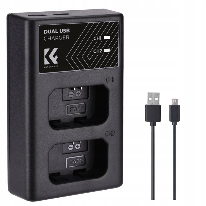 Szybka ładowarka dwugniazdowa K&F Concept KF28.0009 do akumulatorów Sony NP-FW50