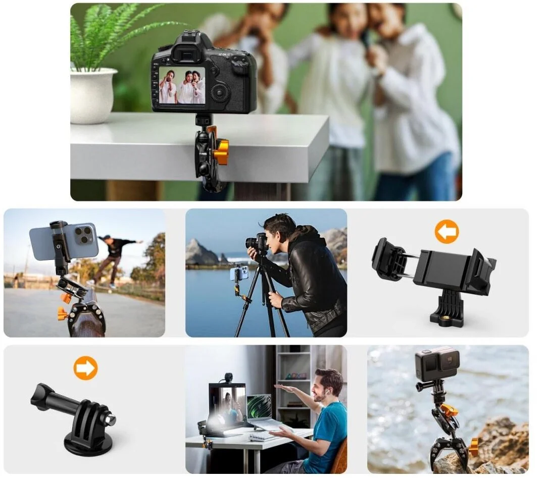 Uchwyt K&F Concept MS13 z adapterem GoPro i uchwytem na smartfon