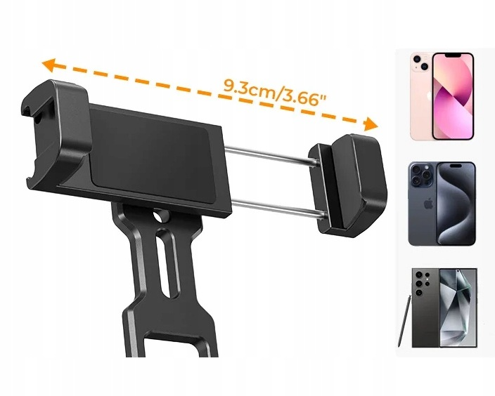 Regulowany aluminiowy zacisk K&F Concept KF31.094 na smartfony o szerokości do 90 mm