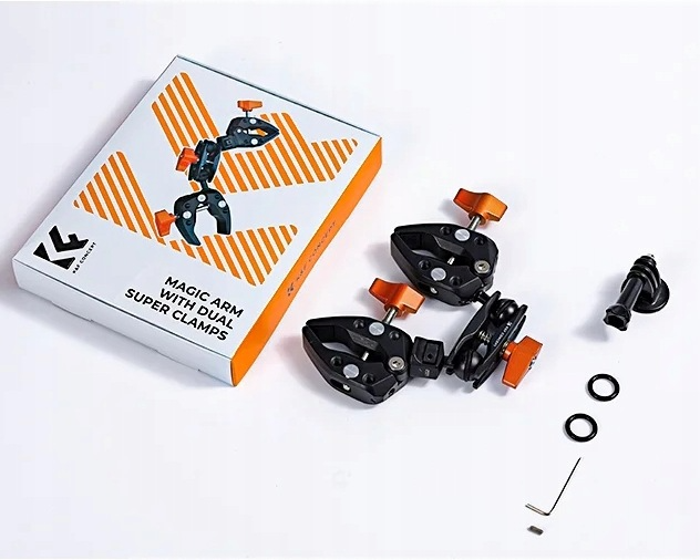 Zawartość zestawu K&F Concept KF31.096 Magic Arm i dwa zaciski Crab Clamp