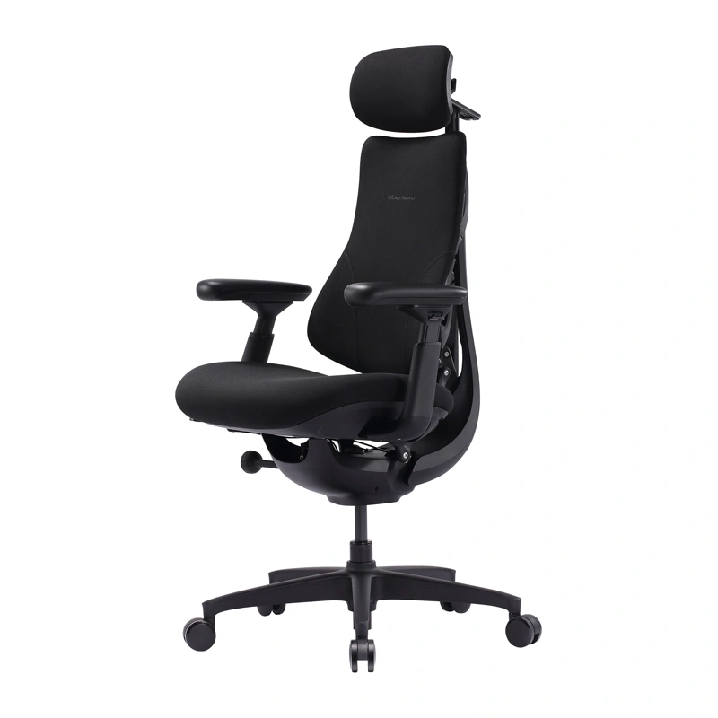 Czarne krzesło ergonomiczne LiberNovo Omni SE 48 cm z regulowanym podparciem lędźwiowym