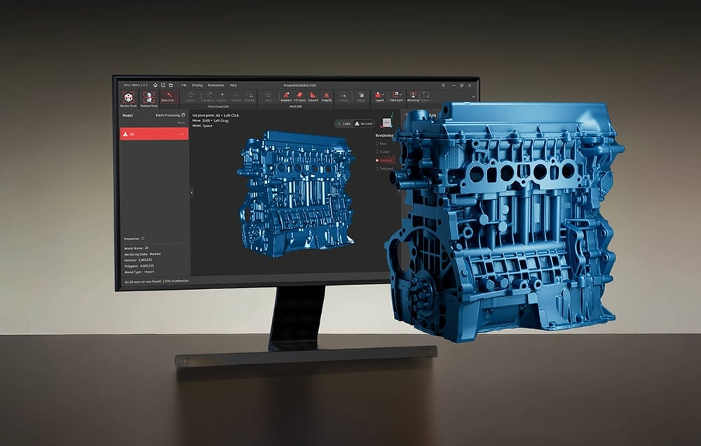 Oprogramowanie Revo Metro z modelem 3D na monitorze