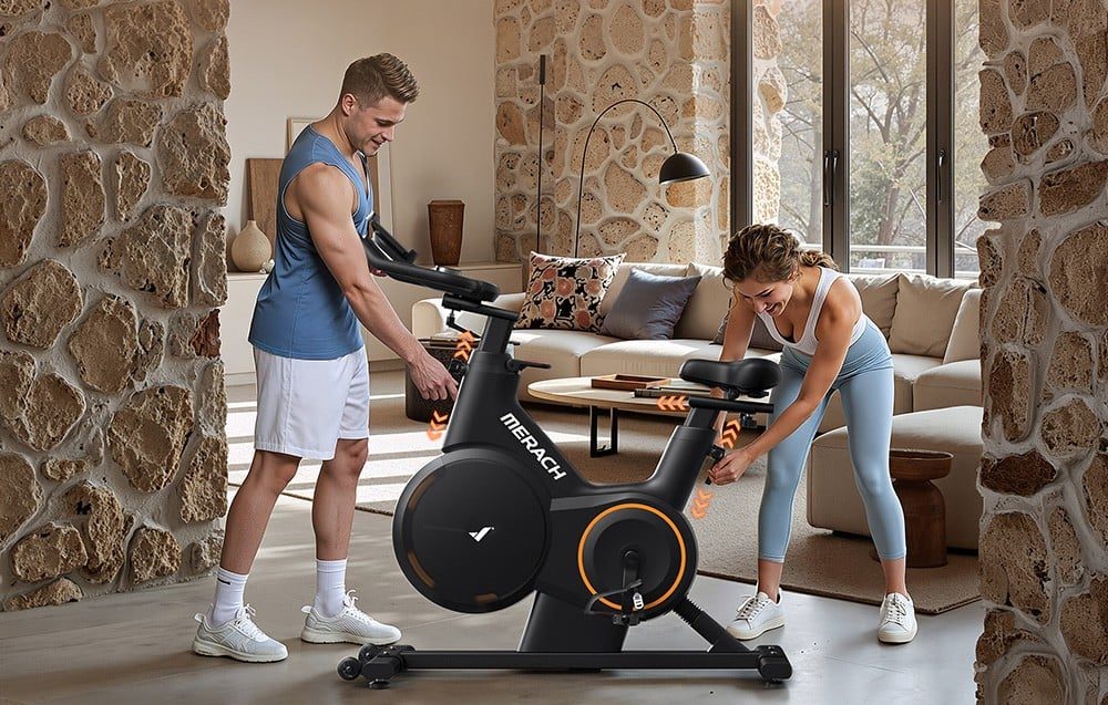 Regulacja siodełka i kierownicy roweru treningowego MERACH MR-S28B1