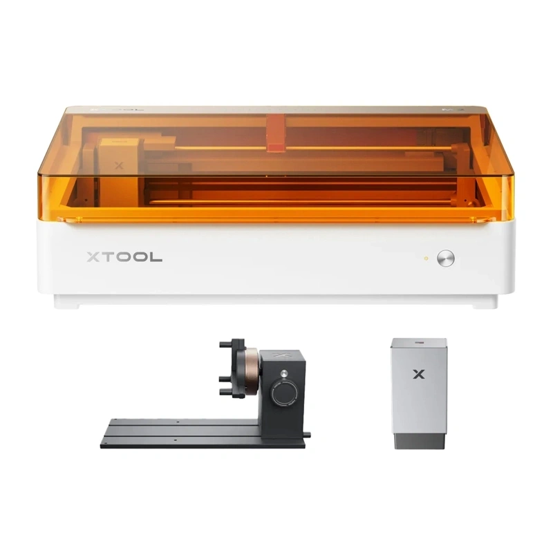 Zawartość zestawu xTool M2 Deluxe 20W z modułem CMYK i przystawką RA3 Lite