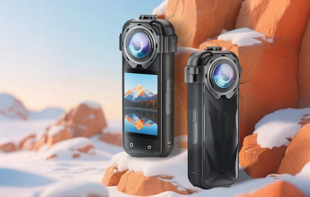 Osłona obiektywu PULUZ PU750T zamontowana na kamerze Insta360 X5