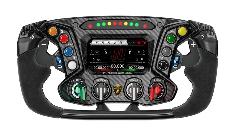 Kierownica Moza Lamborghini Essenza SCV12 RS070 na stanowisku simracingowym
