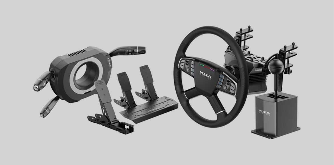 Kompletny zestaw MOZA Racing Farming x Truck z kierownicą pedałami skrzynią i manetkami