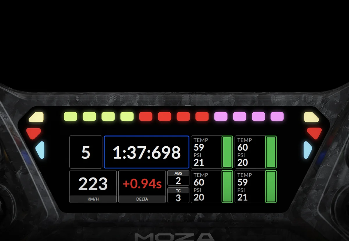 Podświetlenie RGB i diody REV w kierownicy MOZA KS Pro