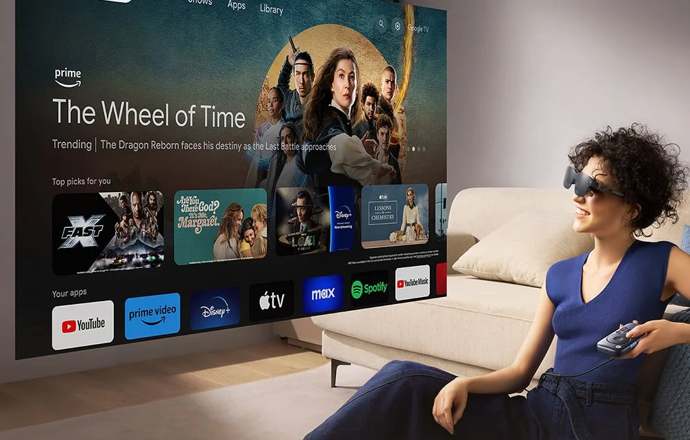RayNeo Pocket TV jako przenośne centrum rozrywki Google TV