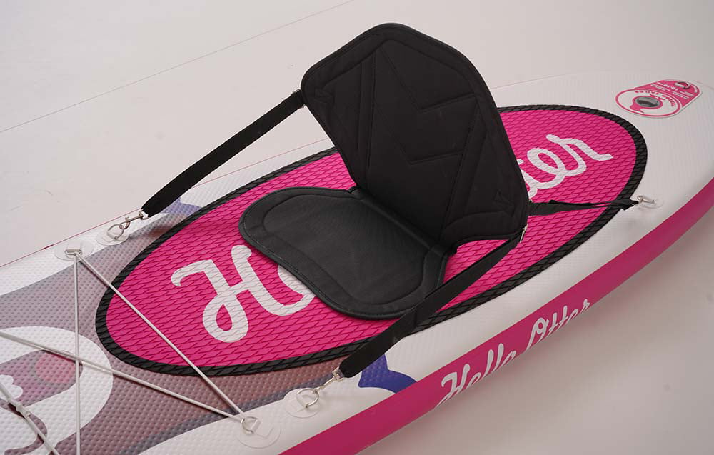 Siedzisko FunWater zamontowane na różowej desce SUP