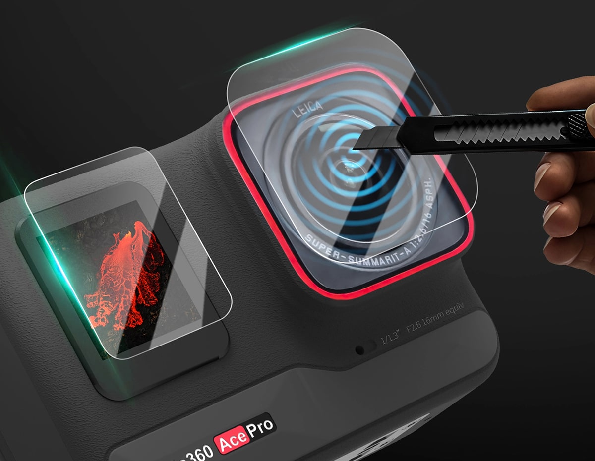 2x Ochronne szkło hartowane na ekrany i obiektyw do kamery Insta360 Ace Pro
