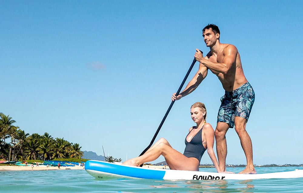 Dwie osoby płynące na desce SUP FunWater Tiki SUPFW05B