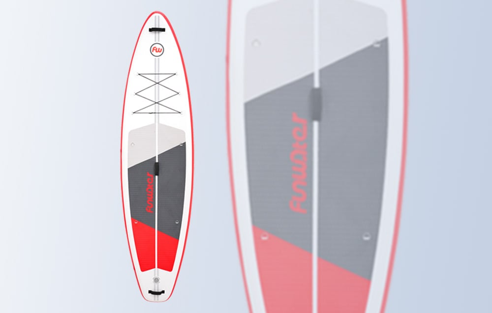 Czerwono-biała deska SUP FunWater SUPFW69C na szarym tle