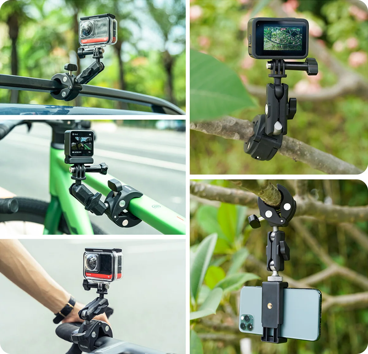 Uchwyt rowerowy, mocowanie 360° TELESIN na kierownicę do kamer sportowych (plastikowy)