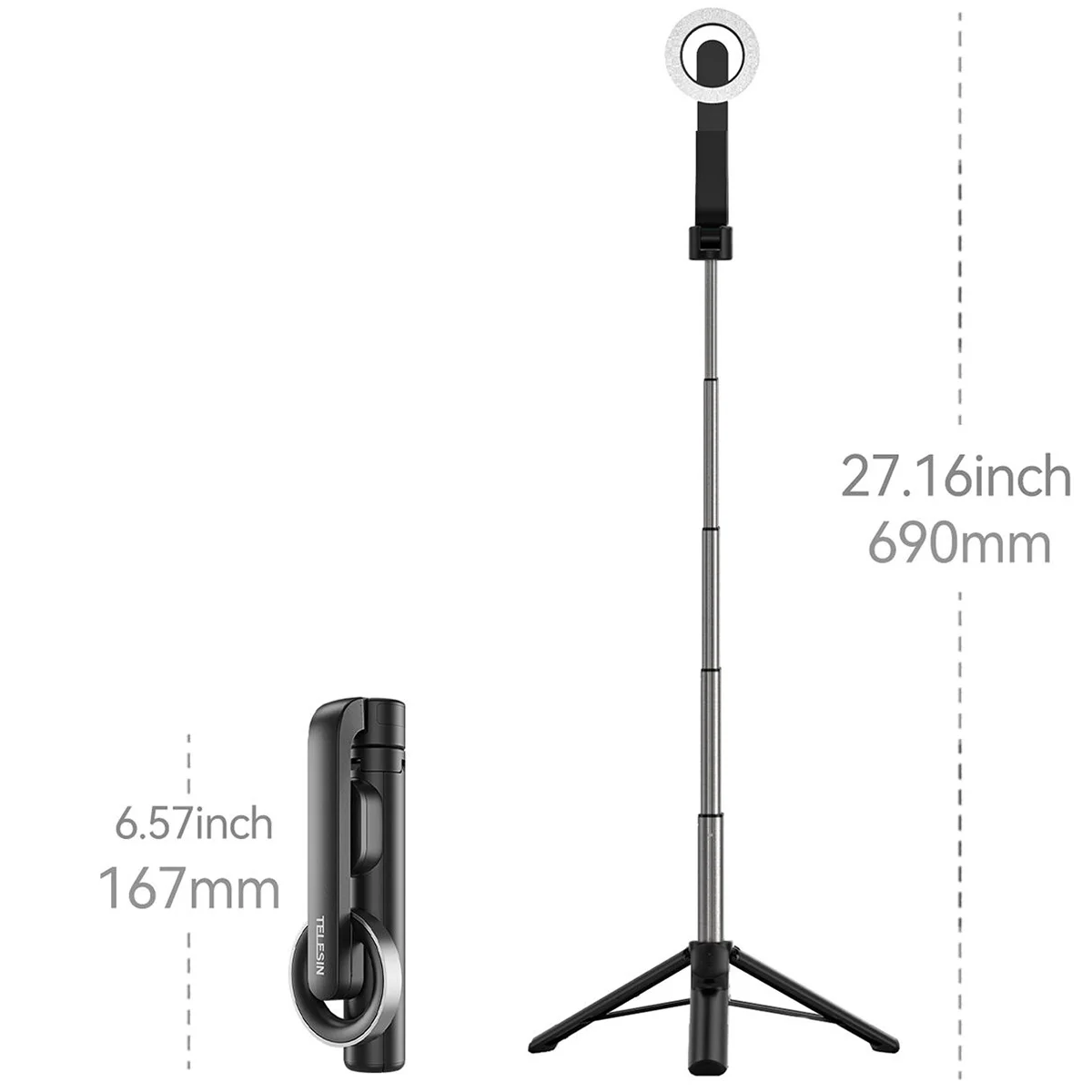 Magnetyczny selfie stick Telesin z pilotem do telefonu