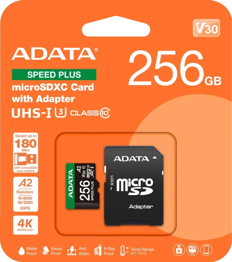 Zawartość zestawu karty pamięci ADATA Speed Plus microSDXC 256GB