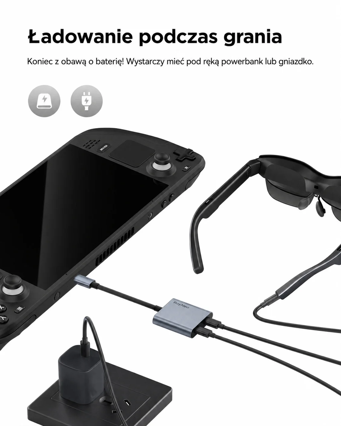 Adapter RayNeo USB-C z portami do obrazu i ładowania PD