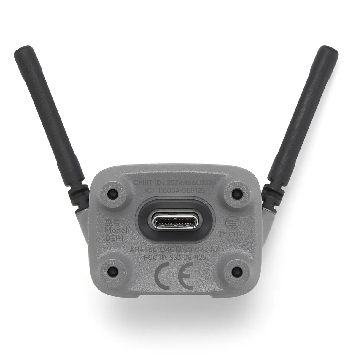 Cyfrowy nadajnik-odbiornik DJI Neo 2 od tyłu, ze złączem USB-C