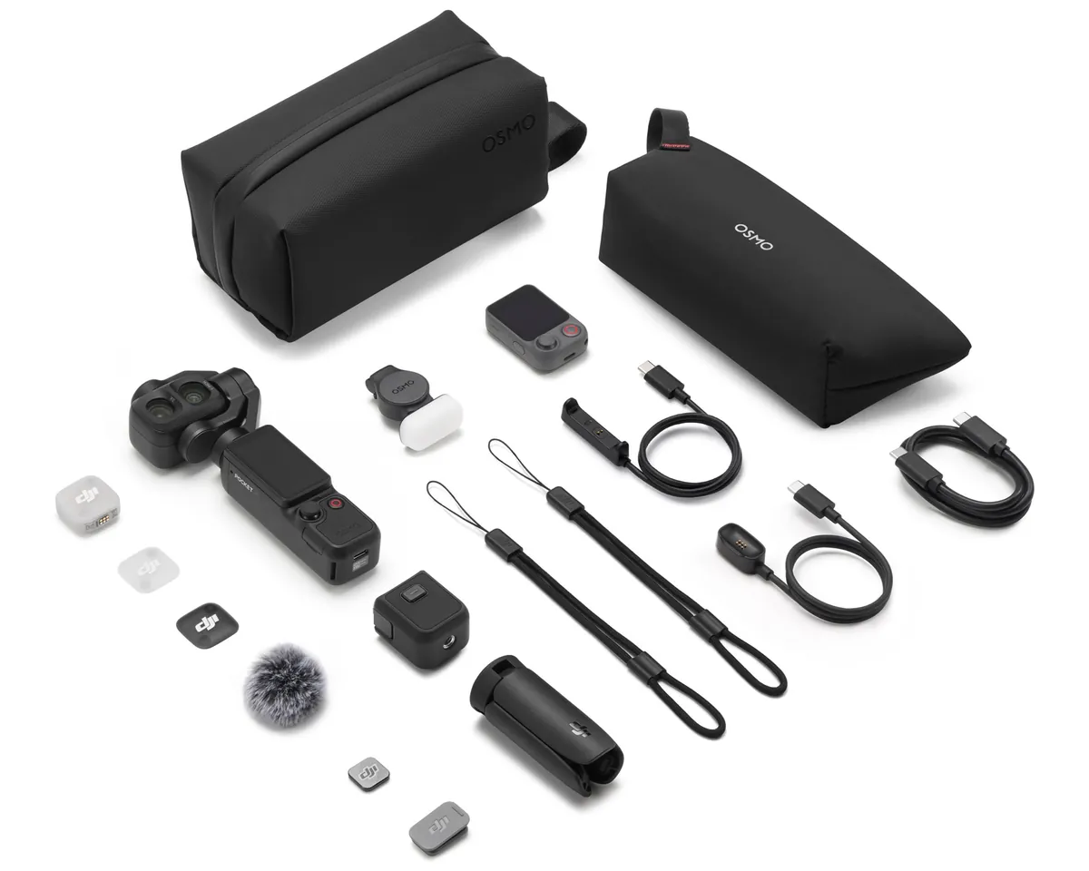 Zawartość zestawu DJI Osmo Pocket 4P Vlog Combo z torbą i etui